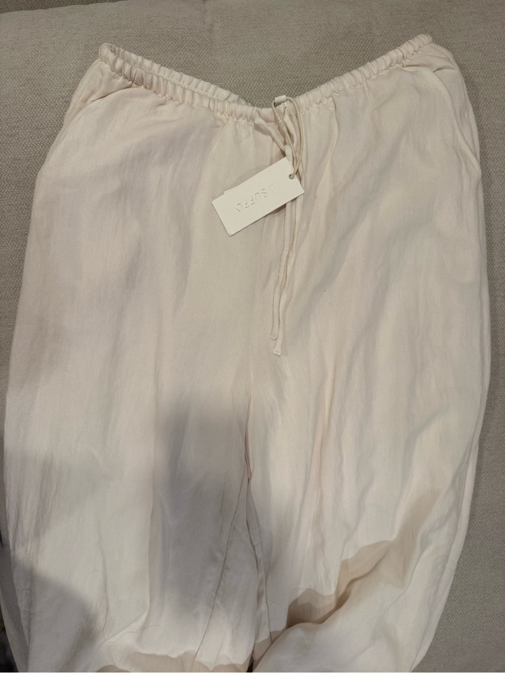 Z Supply Light Blush Drawstring Linen-Blend Pants